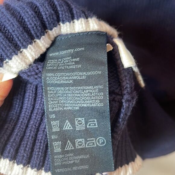 Tommy Hilfiger Flag Logo Pullover Navy Sweater. Size Small Petite. - Picture 6 of 7